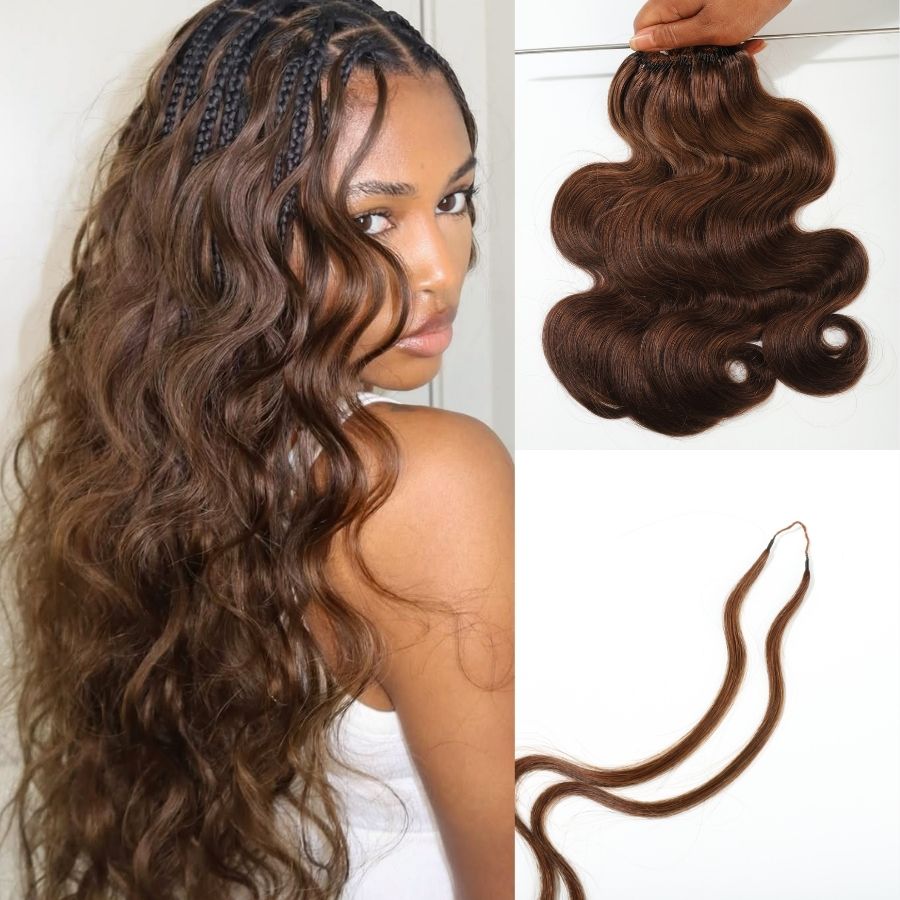 WOWANGEL Hellbraune Miracle Knots Häkelhaar-Extensions, vorgefertigte Feder-Häkelhaar-Extensions, Wasserwelle