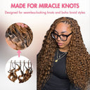WOWANGEL Hellbraune Miracle Knots Häkelhaar-Extensions, vorgefertigte Feder-Häkelhaar-Extensions, Wasserwelle