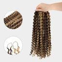 WOWANGEL Honey Blonde Highlight Pre-Separated Feather Crochet Human Hair Extensions for Miracle Knots Boho Braids Deep Wave
