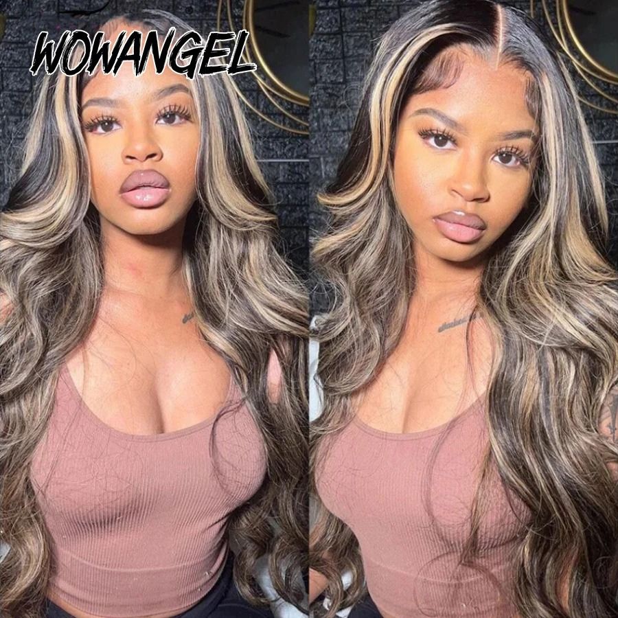 WOWANGEL 1B27 Highlight 13x6 Skinlike Real HD Lace Front Wig Body Wave