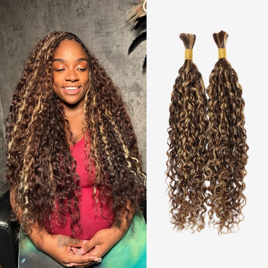 WOWANGEL 27 Honigblondes Echthaar zum Flechten für Boho-Zöpfe, Deep Wave, 100 g