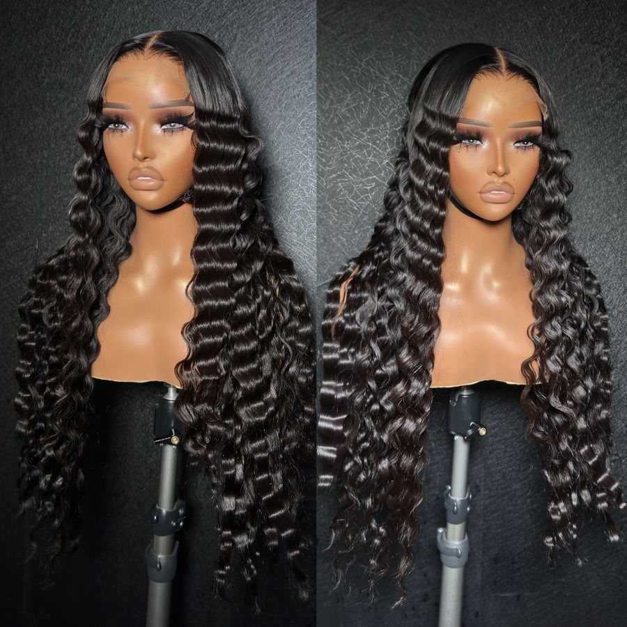 WOWANGEL 34 inch 13X6 HD Lace Full Frontal Wig Long Length Straight Wig