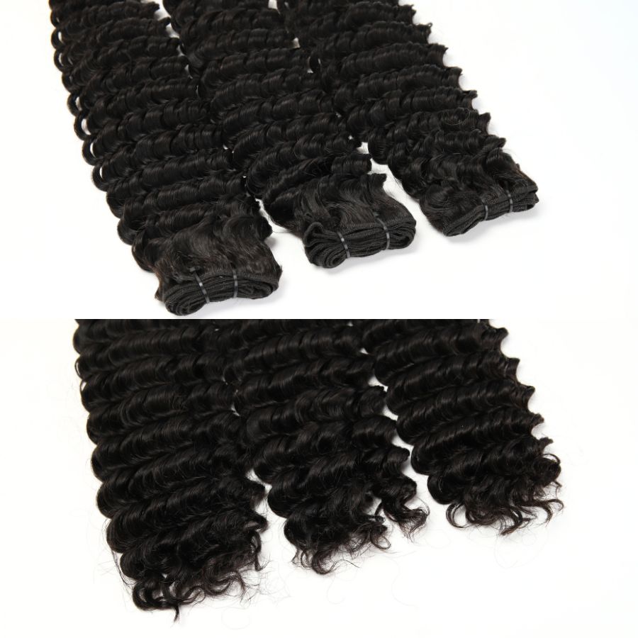 WOWANGEL Deep Wave Raw Hair Bundles Deal 3pcs 100% Human Virgin Hair Weaves