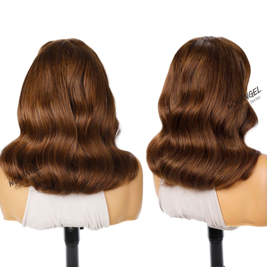 WOWANGEL Hellbraune 13x6 Skinlike Real HD Lace Perücke Kurzwellige BOB