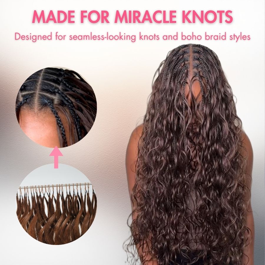 WOWANGEL Hellbraune Miracle Knots Häkelhaar-Extensions, vorgefertigte Feder-Häkelhaar-Extensions, Wasserwelle