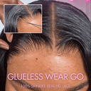 Close-up of HD Lace Closure Wig UK showing invisible glueless lace and realistic scalp effect for a natural, undetectable hairline.