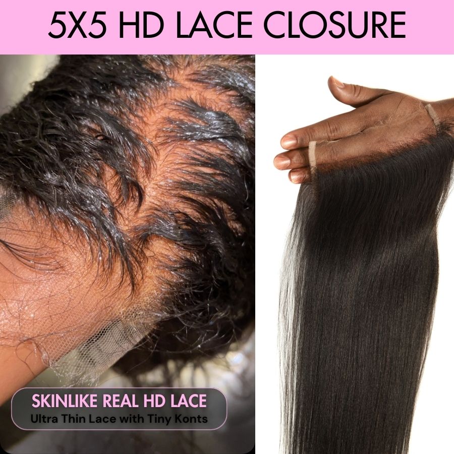 Lace Closure Only, 5x5 Skinlike Real HD Lace Closure Only, HD Lace Piece