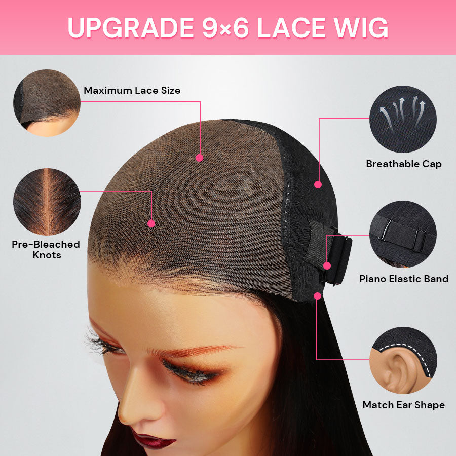 WOWANGEL 4/27# Highlight 9X6 Wear Go Glueless Wig Curl HD Lace Closure Wigs
