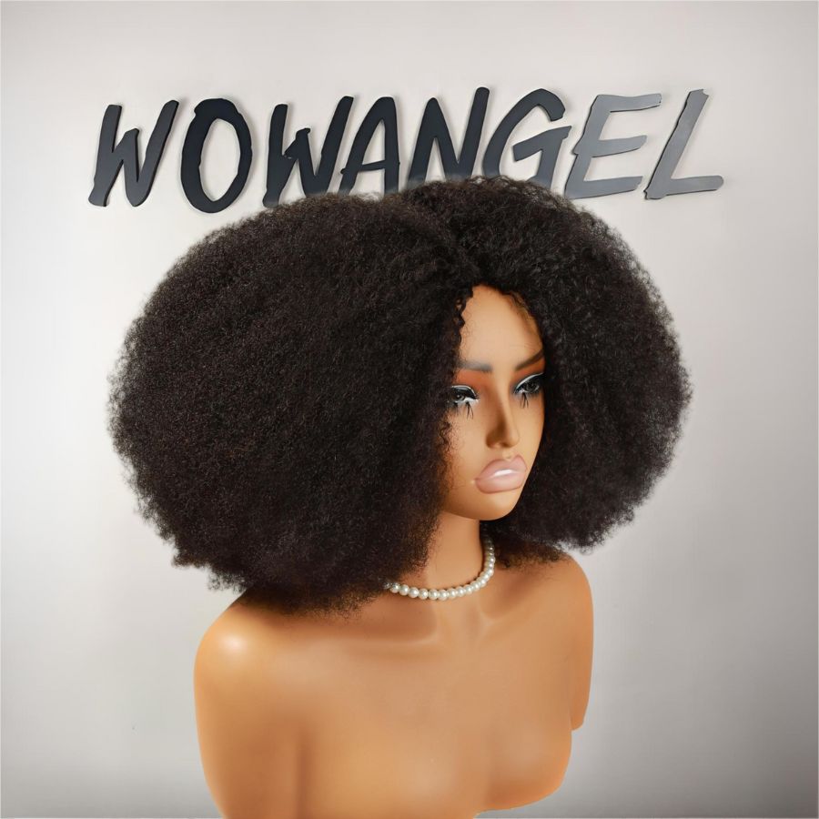 WOWANGEL Afro Puff Half Wig Fluffy Natural Seamless Flip Over Wigs Beginner Friendly