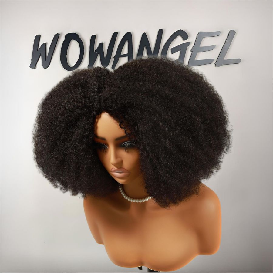 WOWANGEL Afro Puff Half Wig Fluffy Natural Seamless Flip Over Wigs Beginner Friendly