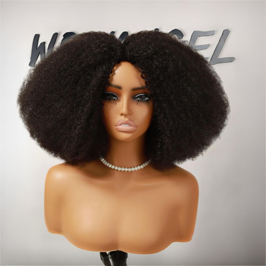 WOWANGEL Afro Puff Half Wig Fluffy Natural Seamless Flip Over Wigs Beginner Friendly