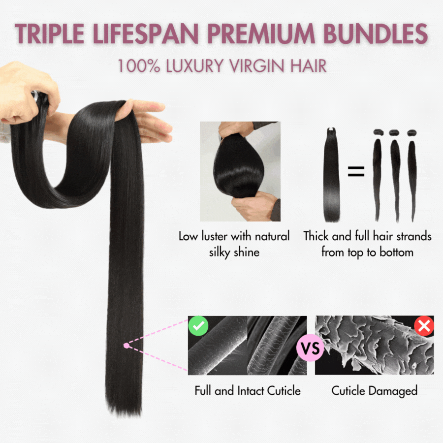 WOWANGEL 16A Full Cuticle Super Double Drawn Bone Straight Bundles Deal 100% Human Hair Weaves