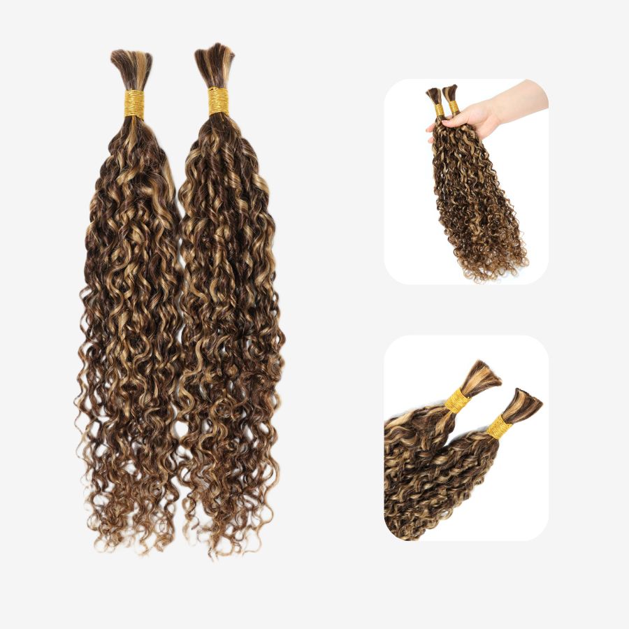 WOWANGEL 27 Honigblondes Echthaar zum Flechten für Boho-Zöpfe, Deep Wave, 100 g