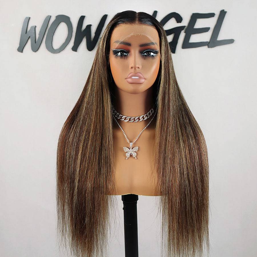 WOWANGEL Silky Straight Highlight 13x6 Skinlike Real HD Lace Front Wig