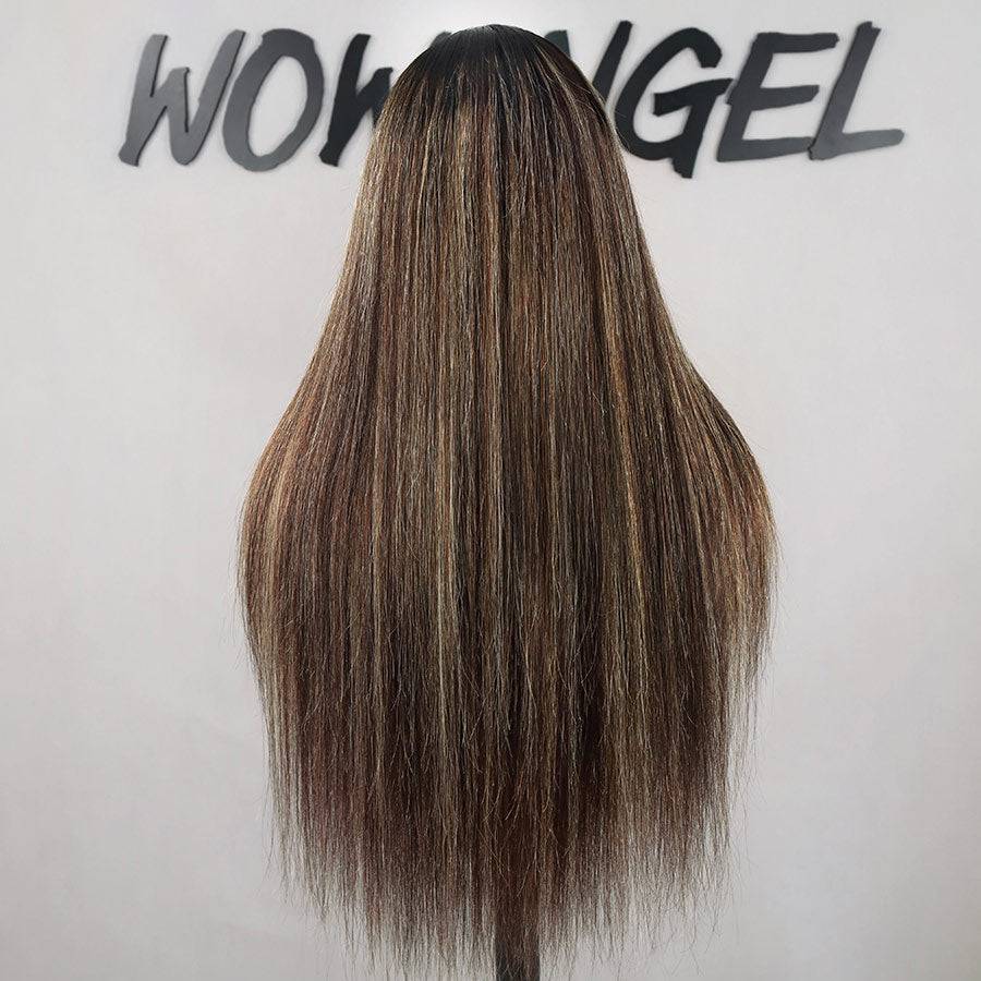 WOWANGEL Silky Straight Highlight 13x6 Skinlike Real HD Lace Front Wig