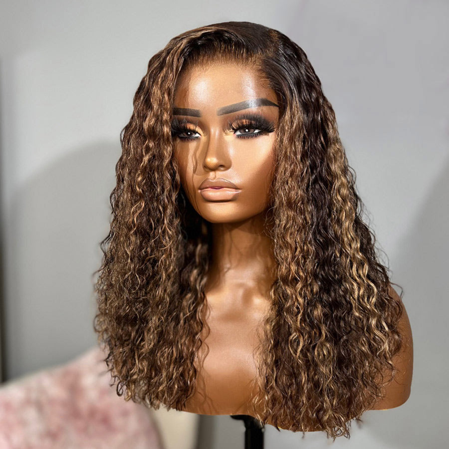 WOWANGEL Highlight Curly 5X5 HD Lace Closure Wig Wear & Go Glueless Wig