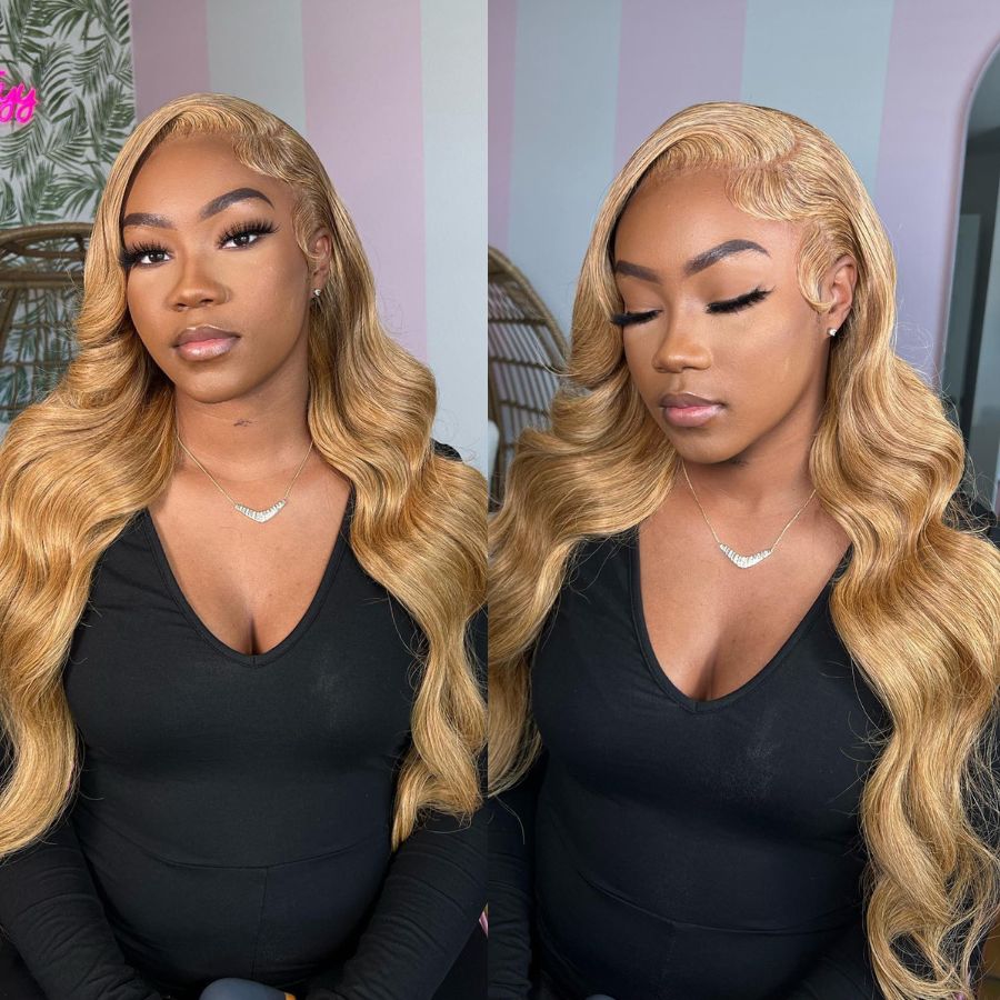 WOWANGEL Honey Blonde 13x6 Skinlike Real HD Lace Front Wig Body Wave