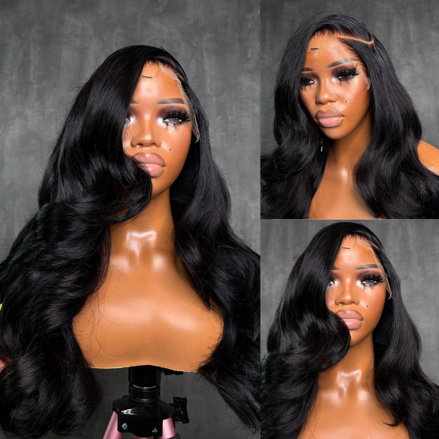UK Shipping | Jet Black Colour 13X6 HD Lace Front Wigs Body Wave