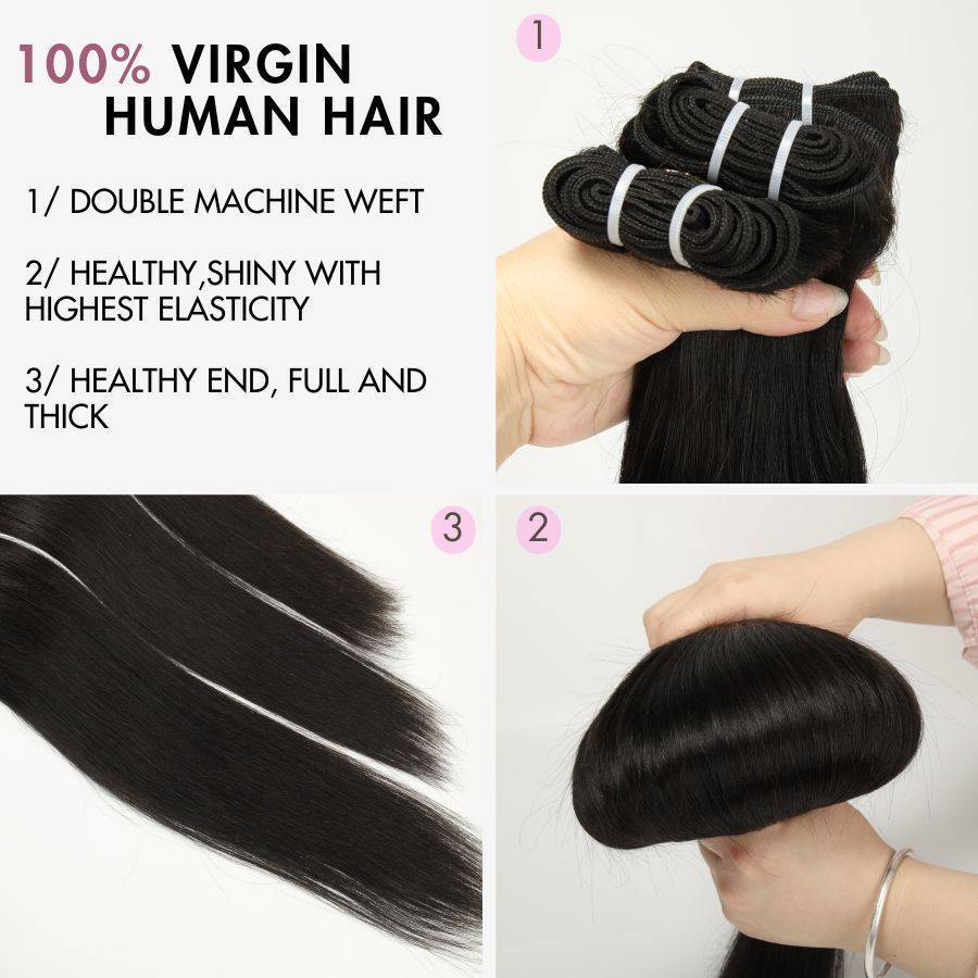 WOWANGEL 5x5 Skinlike Real HD Lace Closure with 3 Bundles Body Wave