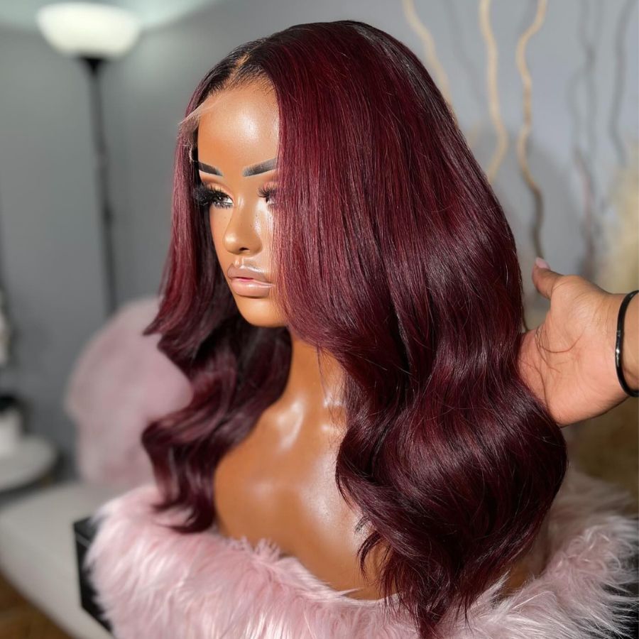 WOWANGEL Ombre Burgundy 6x6 HD Lace Closure Wig 99J Glueless Wig