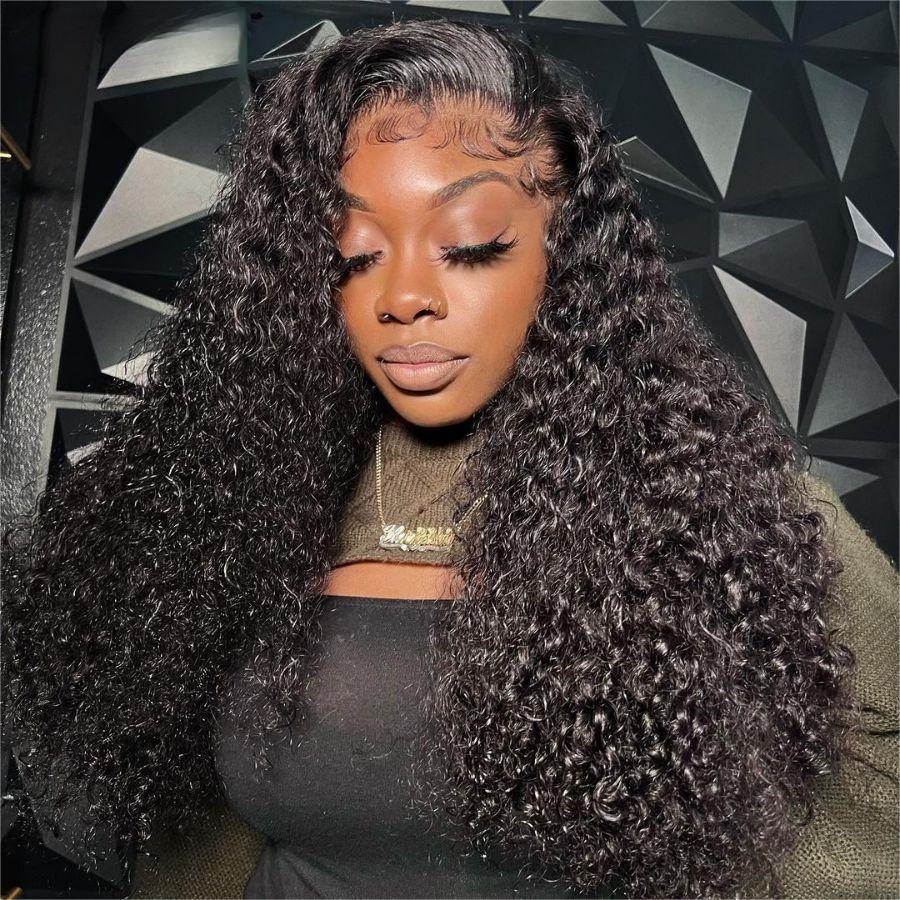 Human Hair Deep Curly Wig HD Full Lace Wig Plucked Hairline