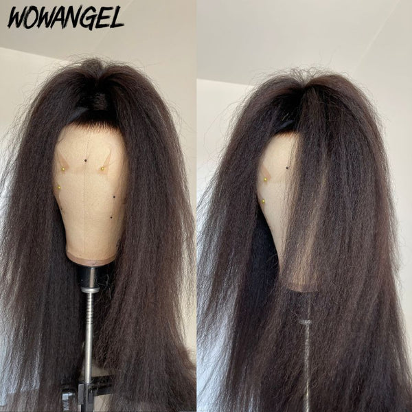WOWANGEL 4C Edges Skinlike Real HD Lace 13X6 Full Frontal Wig Kinky Straight