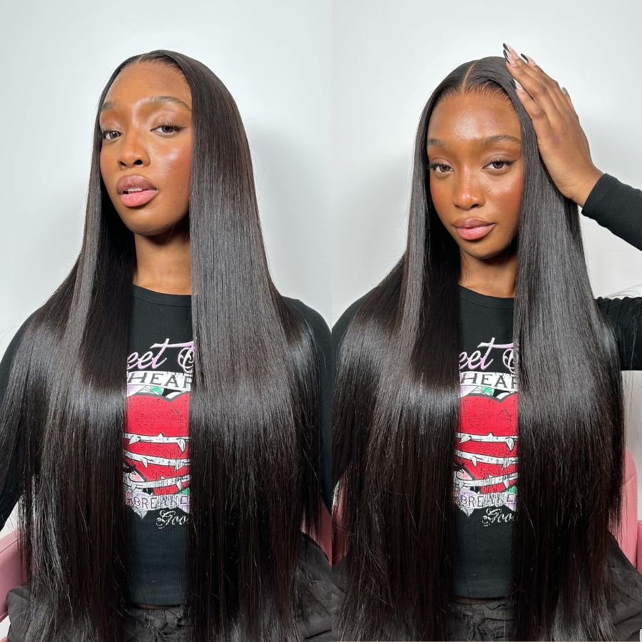 WOWANGEL Straight 13X6 HD Lace Full Frontal Wigs Premium Raw Hair