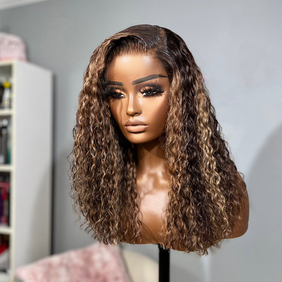 WOWANGEL Highlight Curly 5X5 HD Lace Closure Wig Wear & Go Glueless Wig