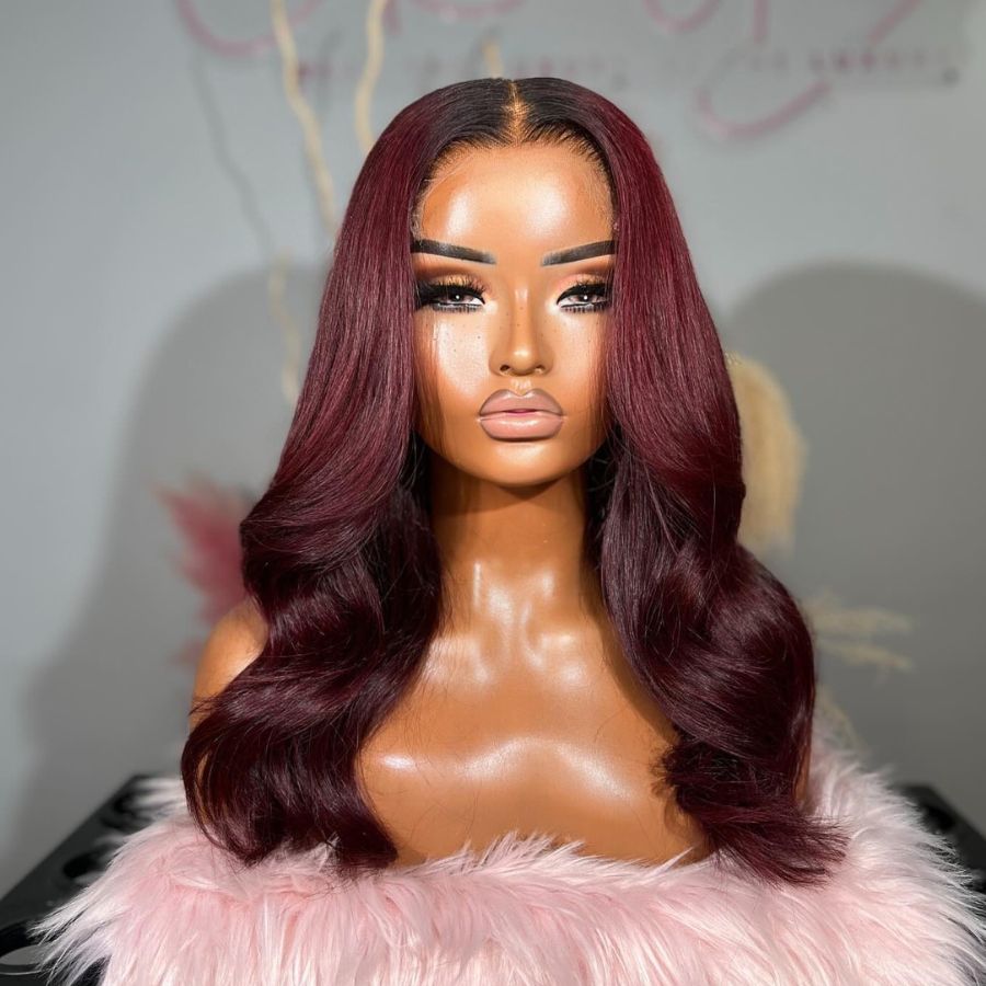 WOWANGEL Ombre Burgundy 6x6 HD Lace Closure Wig 99J Glueless Wig