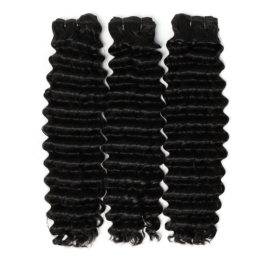 WOWANGEL deep wave raw hair bundles, 3pcs set