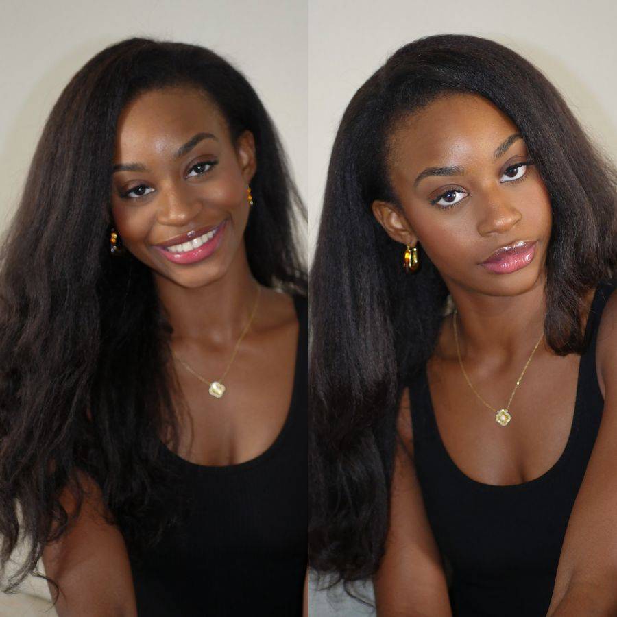 WOWANGEL Wear Go Half Wig Kinky Straight Seamless Flip Over Wigs Beginner Friendly