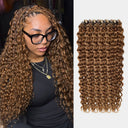 WOWANGEL Light Brown Miracle Knots Crochet Hair Pre-Separated Feather Crochet Human Hair Extensions Water Wave