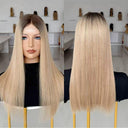 AMBER Ombre Honey Blonde Luxury Raw Hair 9X5 Lace Front Wigs Straight - wowangel