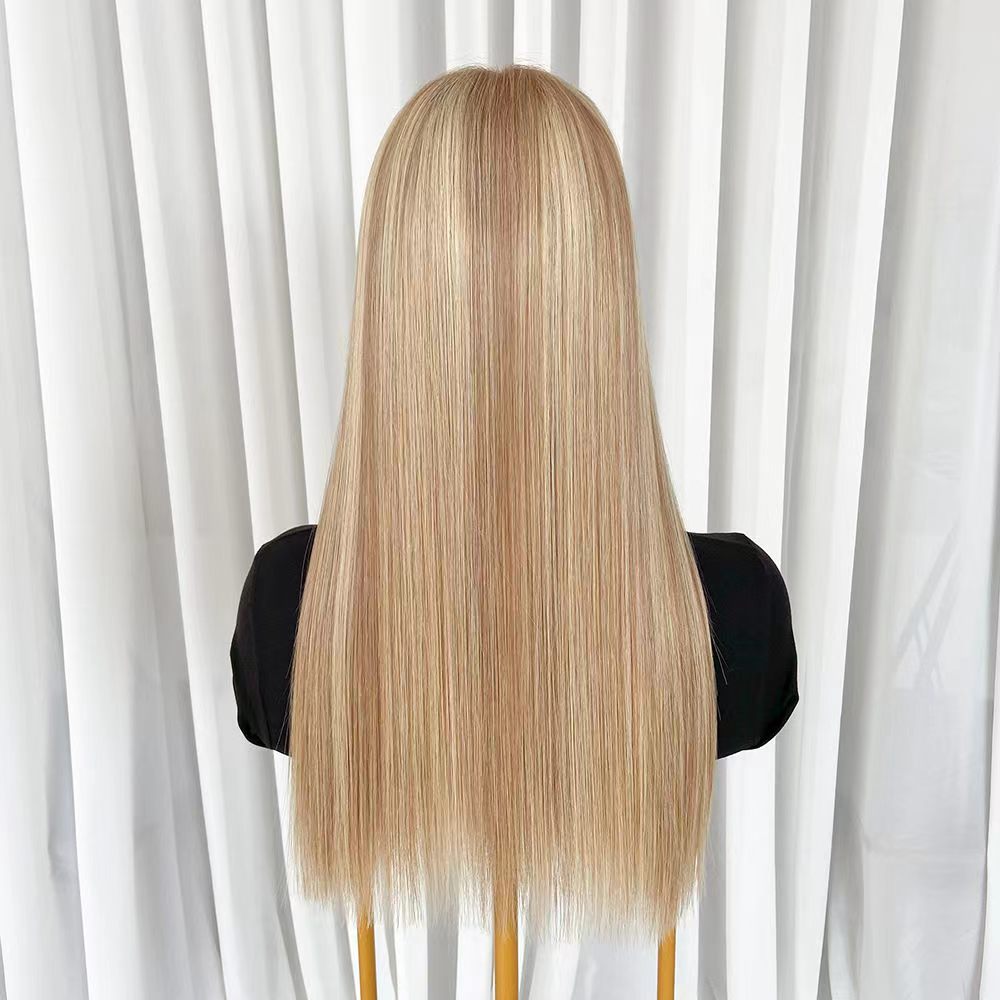 ARIA 613 Blonde Highlight Luxury Raw Hair 9X5 Lace Front Wigs Straight - wowangel