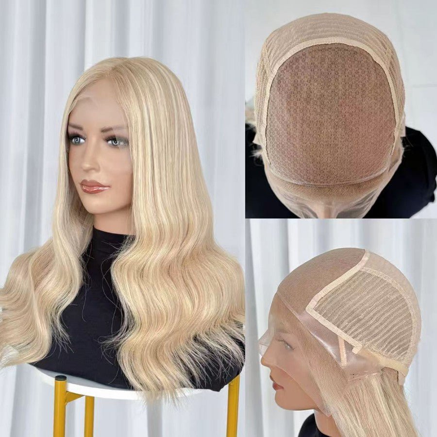 BIANCA 60# Blonde Highlight Luxury Raw Hair 9X5 Lace Front Wigs Straight - wowangel