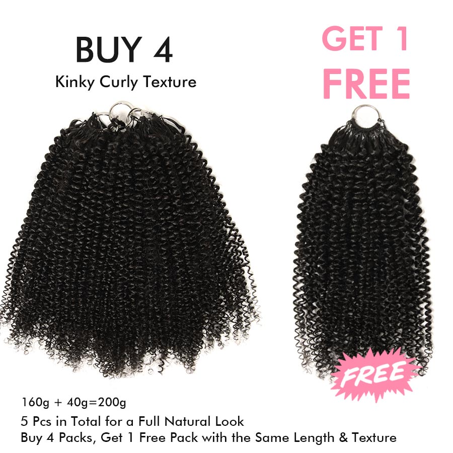 BUY 4 GET 1 FREE | Kinky Curly/ Deep Curly Pre-Separated Feather Crochet Miracle Knots Boho Braids - wowangel