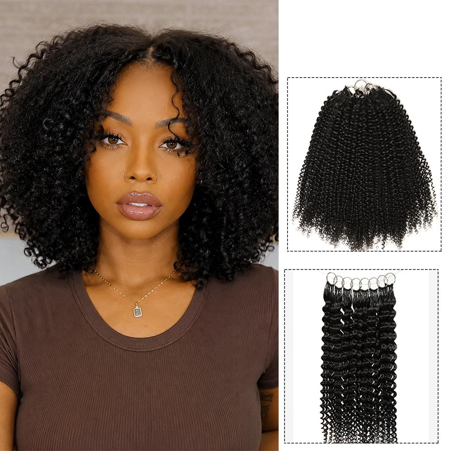 BUY 4 GET 1 FREE | Kinky Curly/ Deep Curly Pre-Separated Feather Crochet Miracle Knots Boho Braids - wowangel