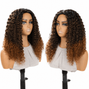Clearance Deal | Copper Ombre Colour Half Wig Deep Wave Seamless Flip Over Wigs Beginner Friendly - wowangel