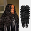 Clearance Deal | Deep Wave Pre-Separated Feather Crochet Human Hair Extensions for Miracle Knots Boho Braids - wowangel