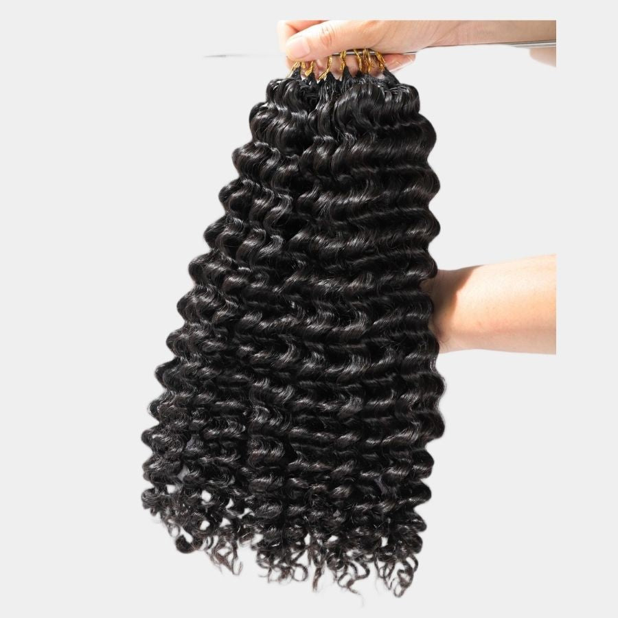Clearance Deal | Deep Wave Pre-Separated Feather Crochet Human Hair Extensions for Miracle Knots Boho Braids - wowangel