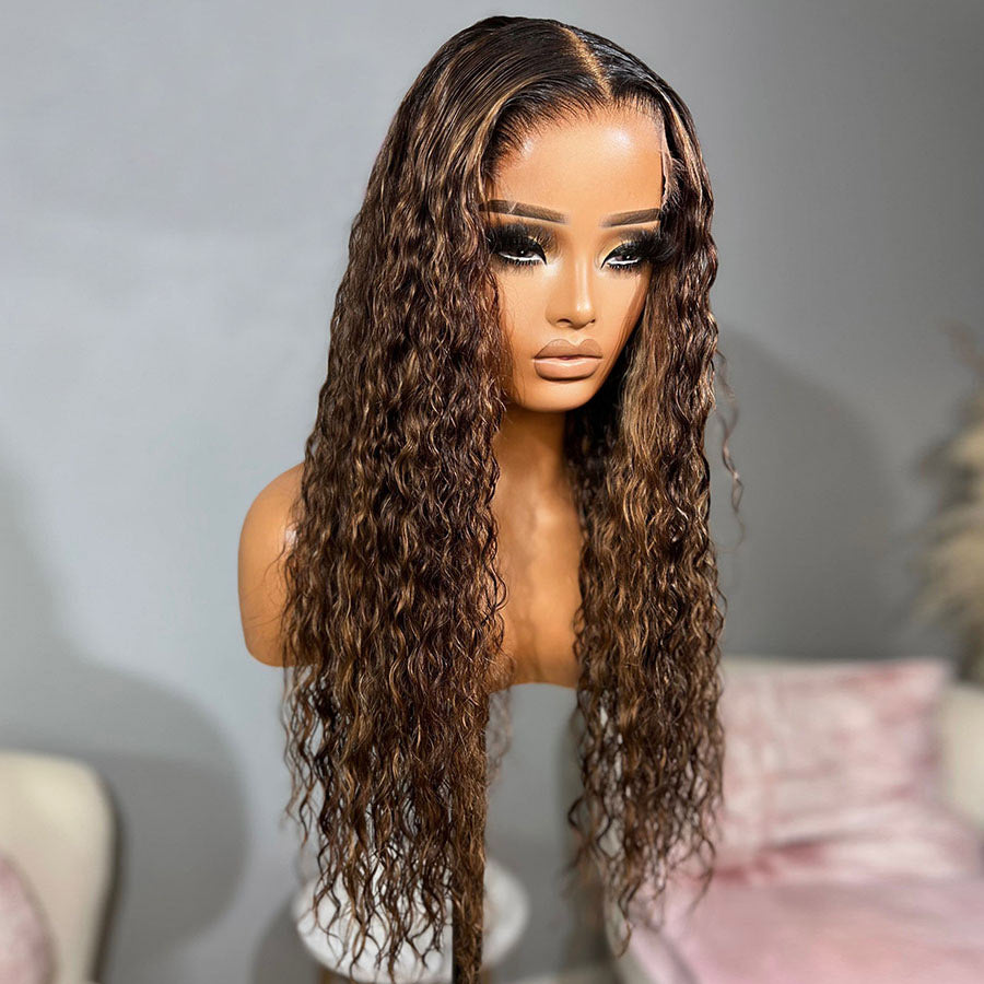 WOWANGEL Wear & Go Curly Highlight 6x6 HD Lace Closure Wig Plucked Glueless Wig