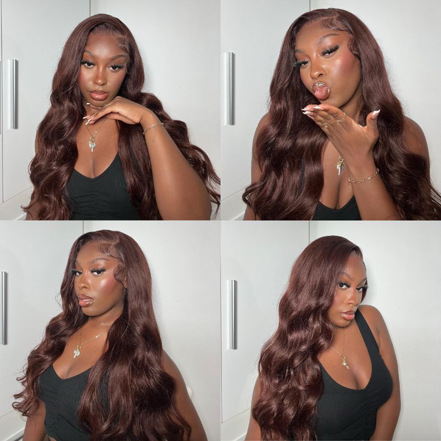 WOWANGEL #4 Dark Brown Color 13X6 HD Lace Front Wigs Body Wave