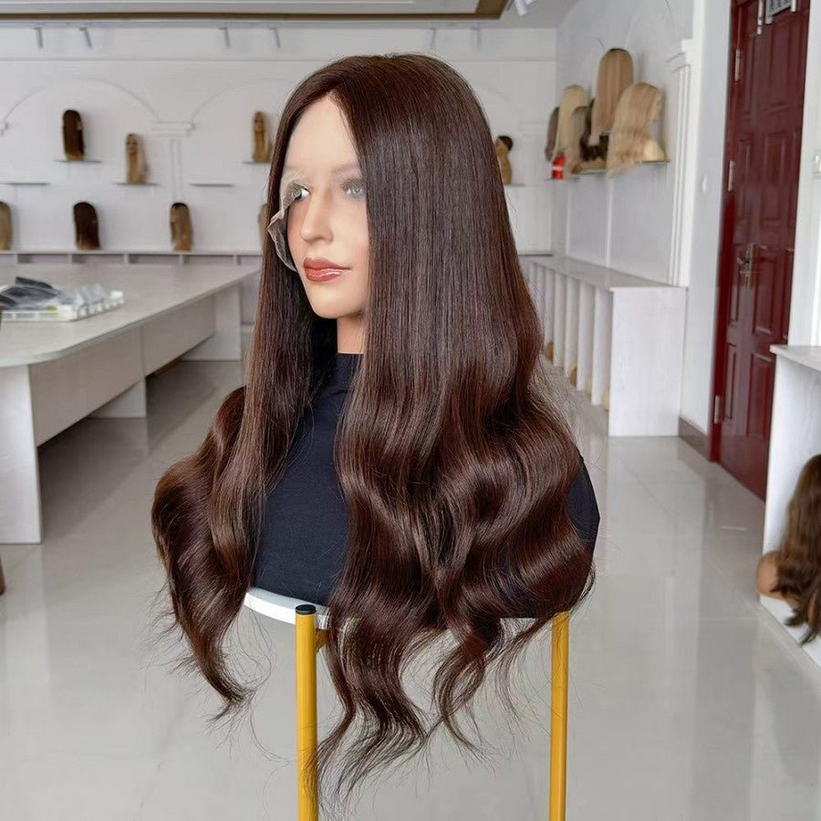 ESPRESSO Dark Brown Luxury Raw Hair 9X5 Lace Front Wigs Straight - wowangel