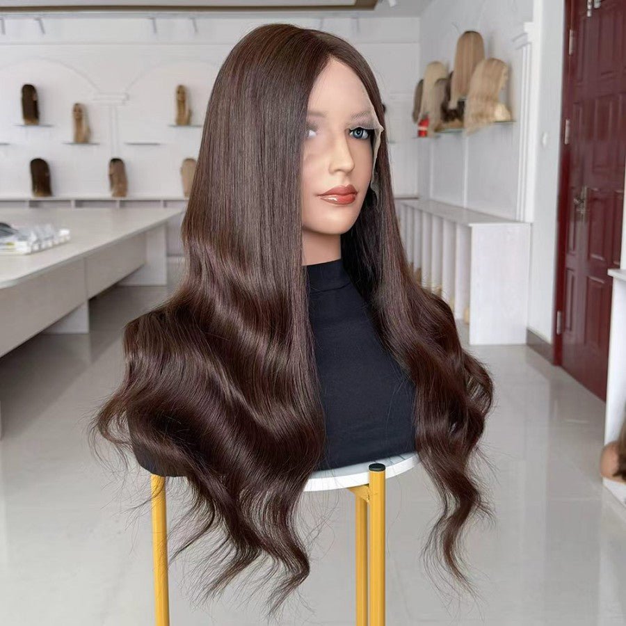 ESPRESSO Dark Brown Luxury Raw Hair 9X5 Lace Front Wigs Straight - wowangel
