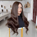 ESPRESSO Dark Brown Luxury Raw Hair 9X5 Lace Front Wigs Straight - wowangel
