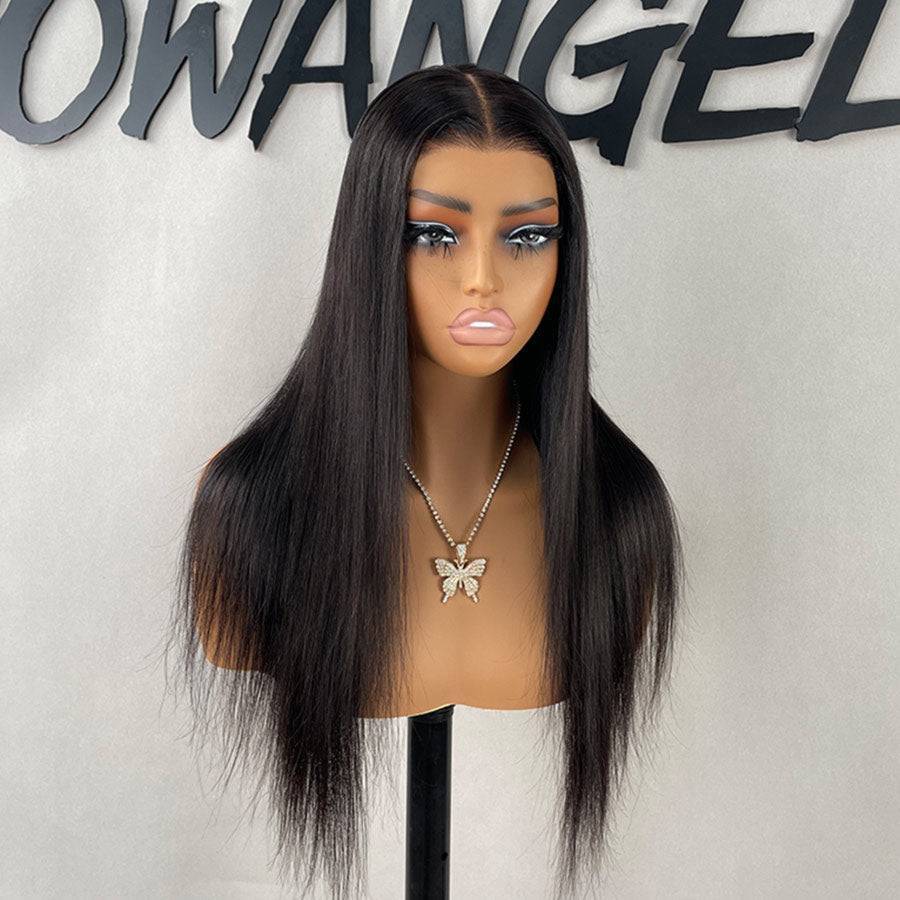 FLASH SALE | 22 Inches Straight Natural Black 9X6 Wear&Go Skinlike HD Lace Wig （Sample item – slight signs of use） - wowangel