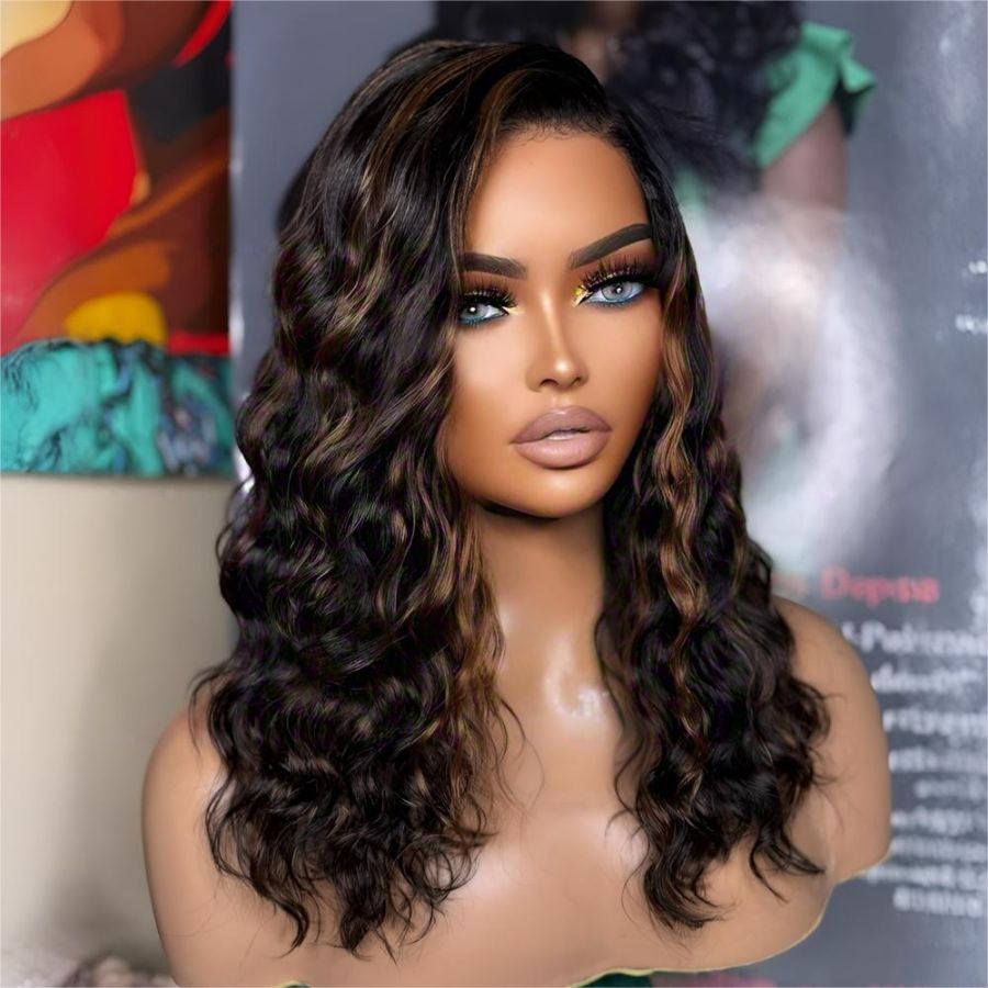 WOWANGEL Water Wave BOB Highlight 13x6 Skinlike Real HD Lace Front Wig