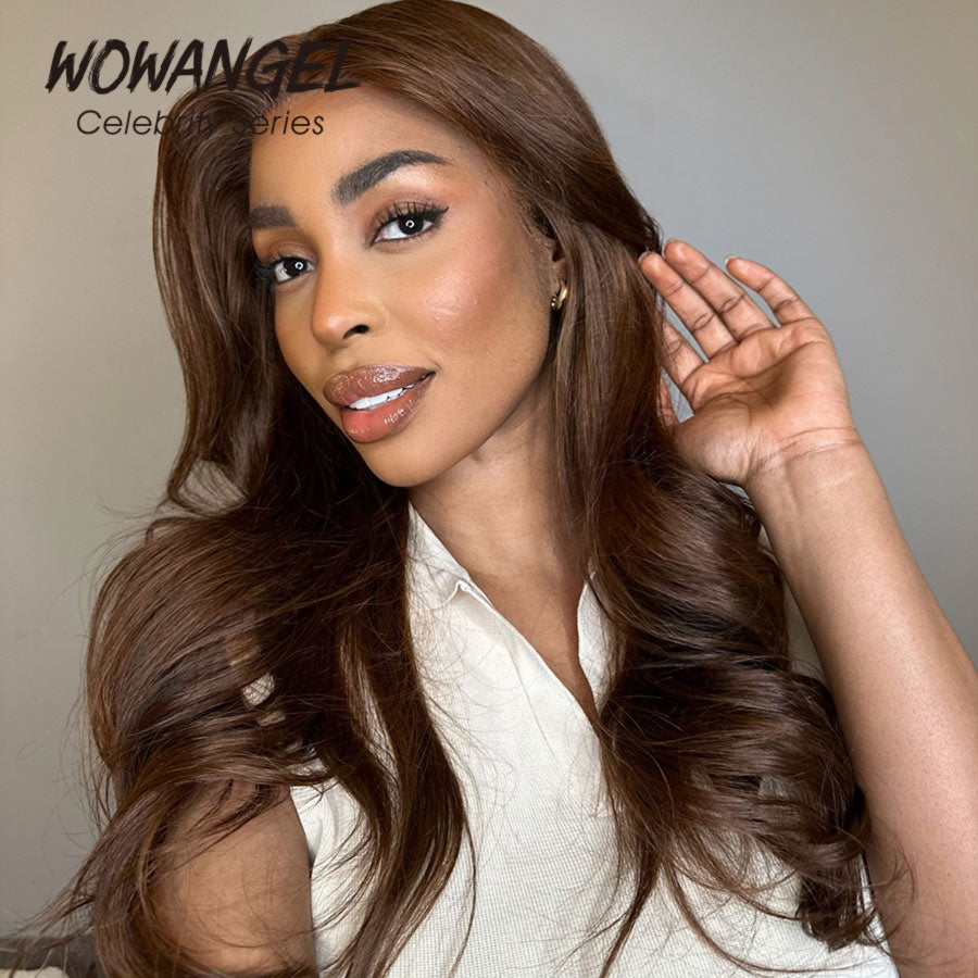 WOWANGEL Chestnut Brown Color 13X6 Skinlike Real HD Lace Front Wigs