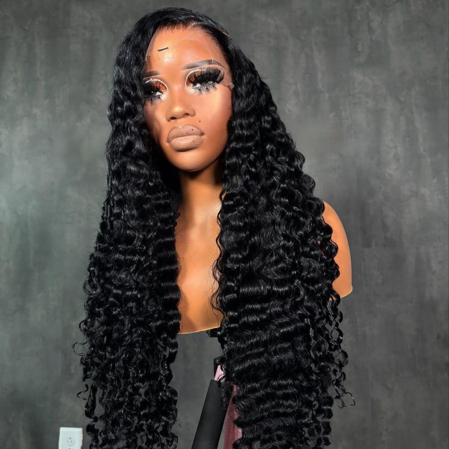 WOWANGEL Jet Black Burmese Curl 13x6 Skinlike Real HD Lace Front Wig