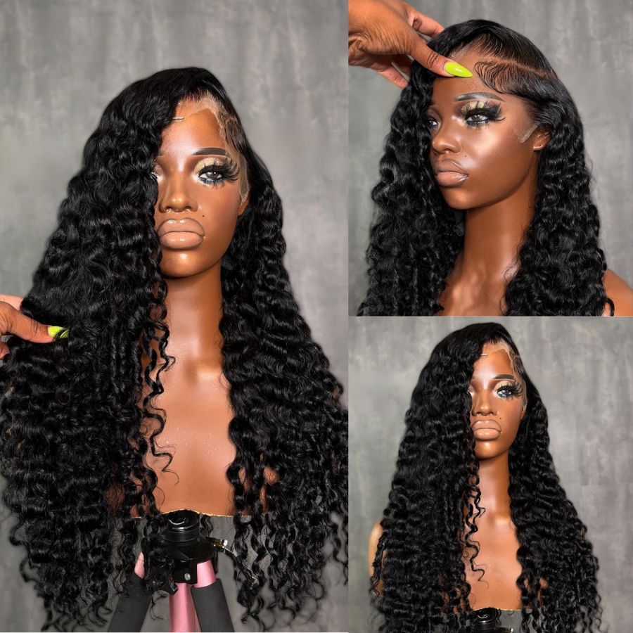 WOWANGEL Jet Black Burmese Curl 13x6 Skinlike Real HD Lace Front Wig